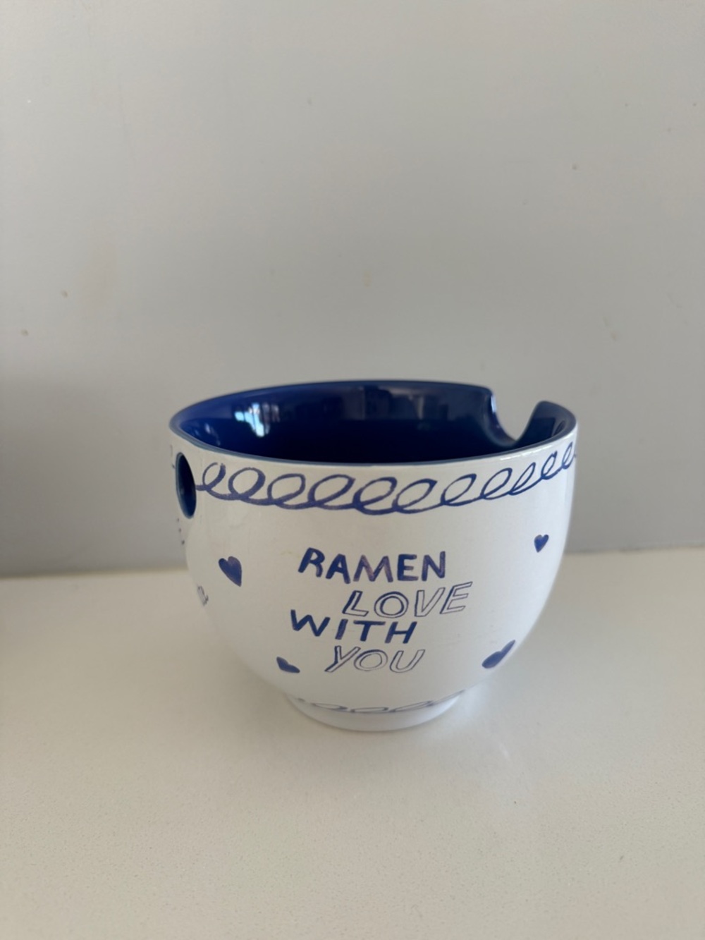 Urban Outfitters Blue and White Ramen Bowl